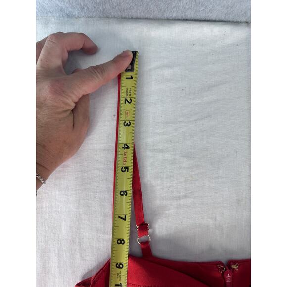 J Crew Women's sz 0 Crepe Bustier Poppy Red Dress Side Slit Night Out Date Night - Picture 9 of 12